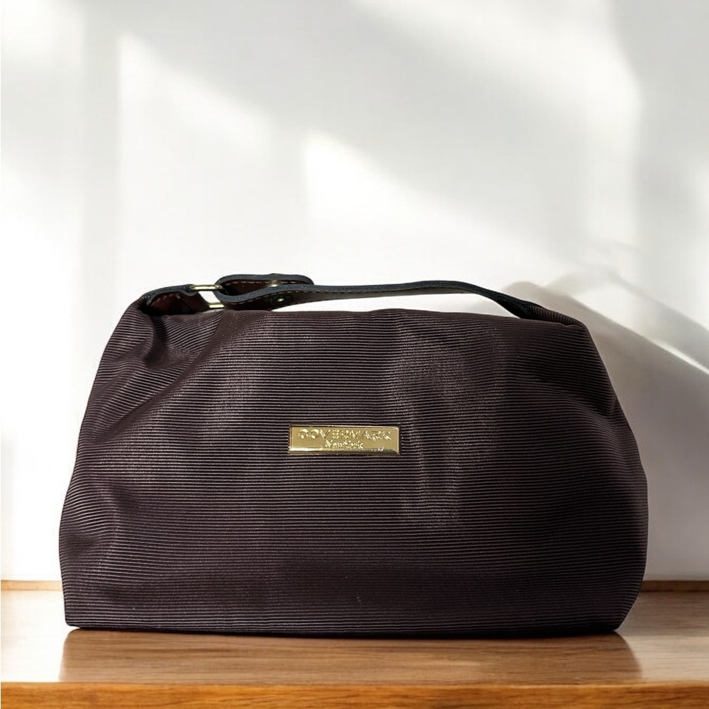 COVERMARK New York Makeup Cosmetic Bag Japan Japanese Rare Vintage Dark Brown